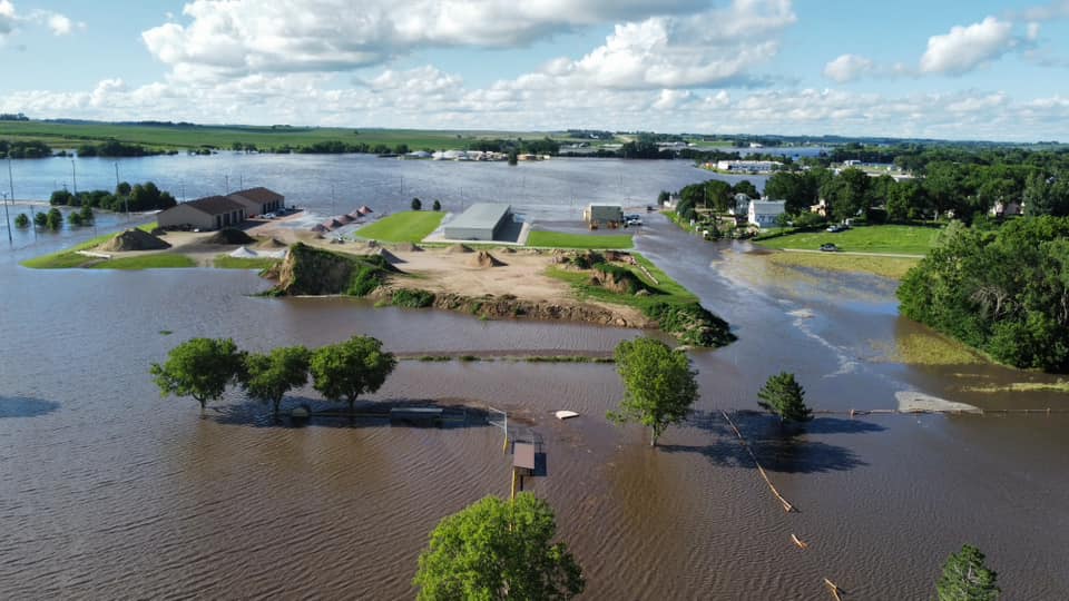 Photo of widespread flooding near Highway 3 in Le Mars Iowa from the Floyd River.