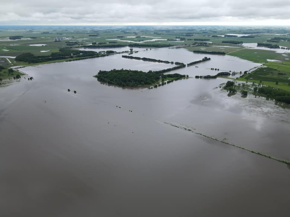 Aerial Photo of flooding around Mountain Lake Minnesota