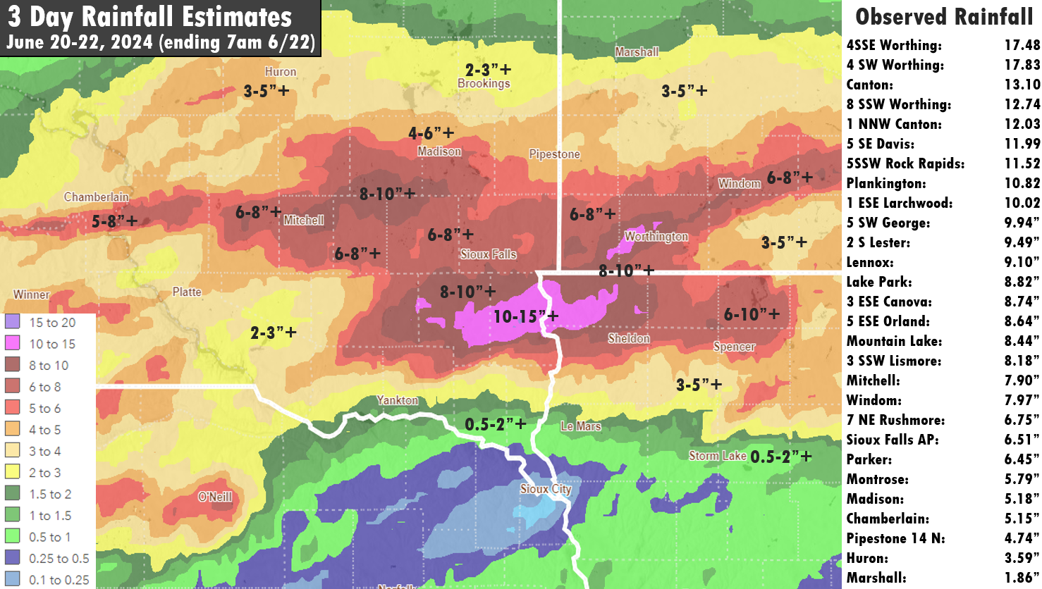 Map of three day rainfall from june 20-22, 2024