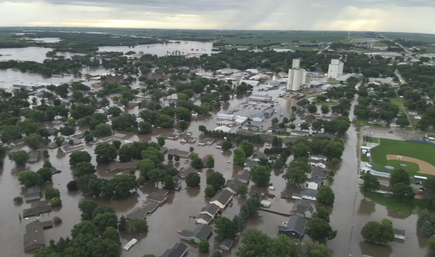 Aerial Photo of flooding in Rock Valley Iowa