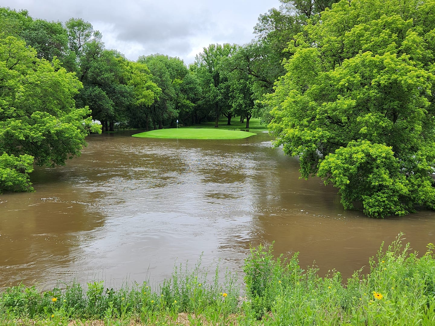 Photo of a flooded golf course in Slayton Minnesota