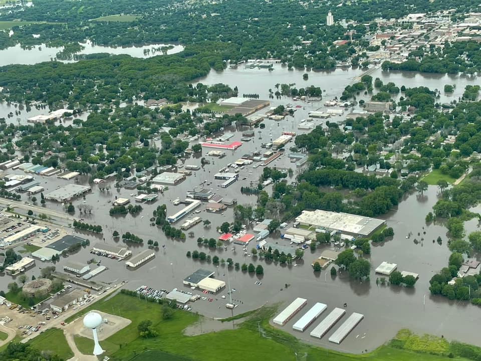 Aerial Photo of flooding in Spencer Iowa