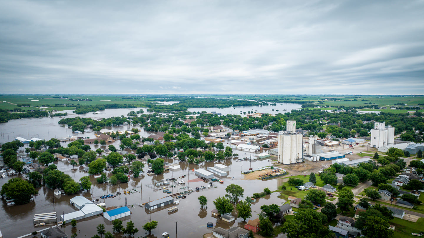 Aerial Photo of flooding in Rock Valley Iowa