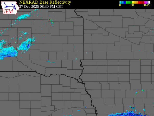 Radar loop from late evening on December 27 through very early morning of December 29, 2025