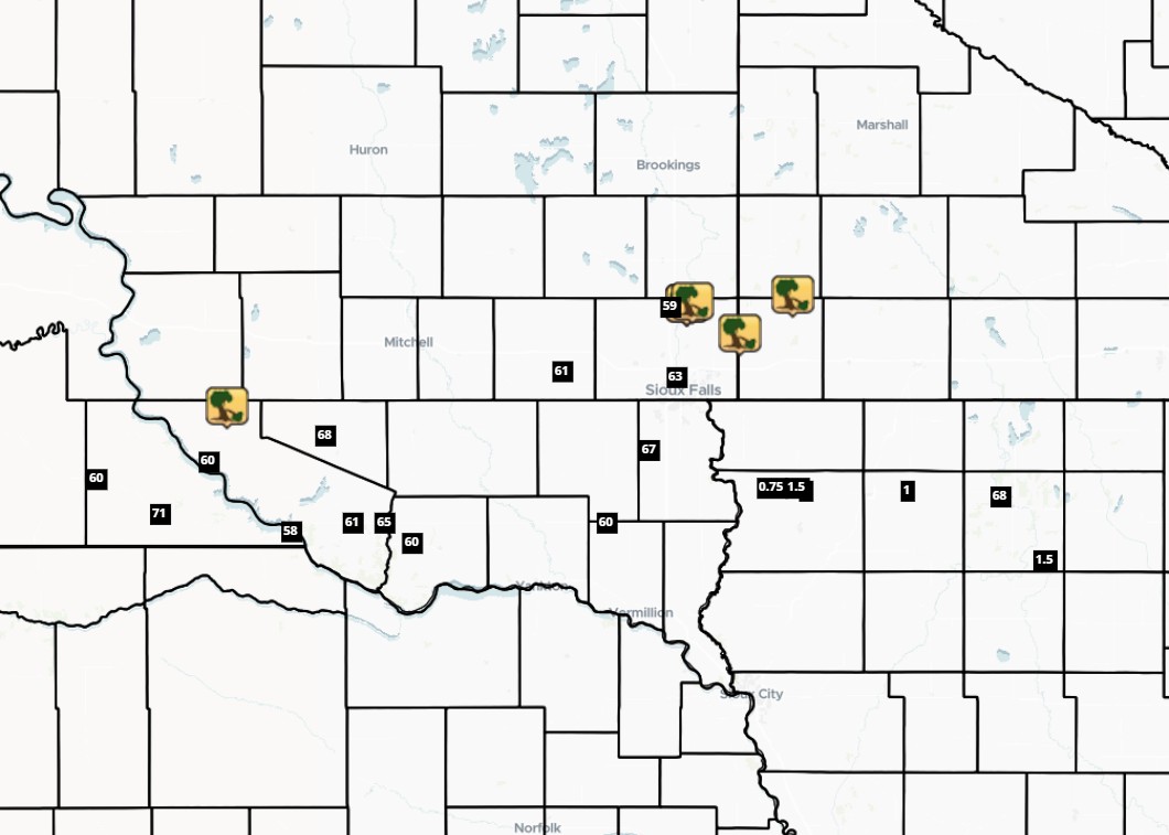 Map of storm reports