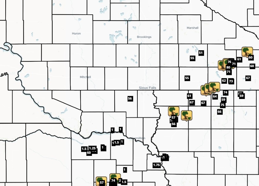 Map of storm reports