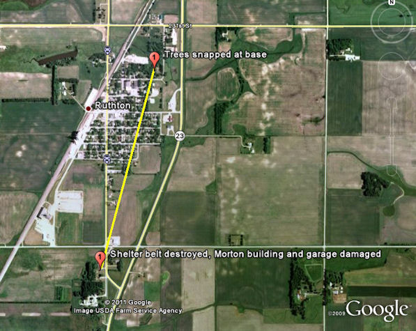 Ruthton MN tornado path