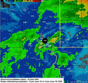 Storm total rainfall for the Sioux Falls metropolitan area - 16 June 2004