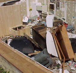 Basement of damaged house.