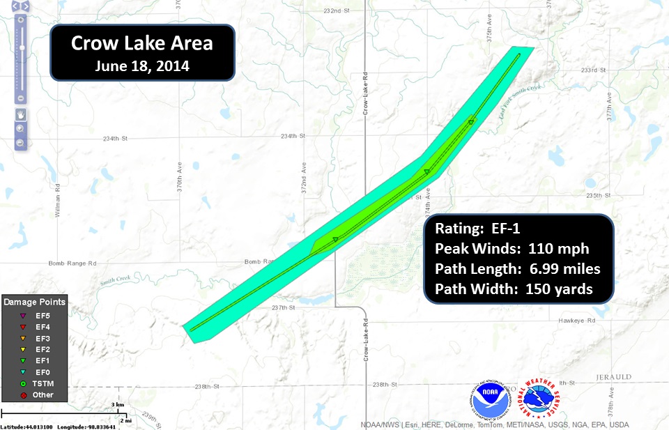 Crow Lake Tornado Path