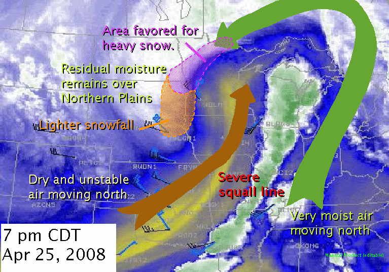 Water Vapor Imagery from 7 pm CDT, April 25, 2008