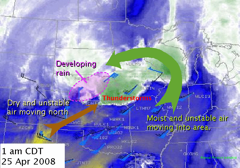 Water Vapor image from 1 am CDT, April 25