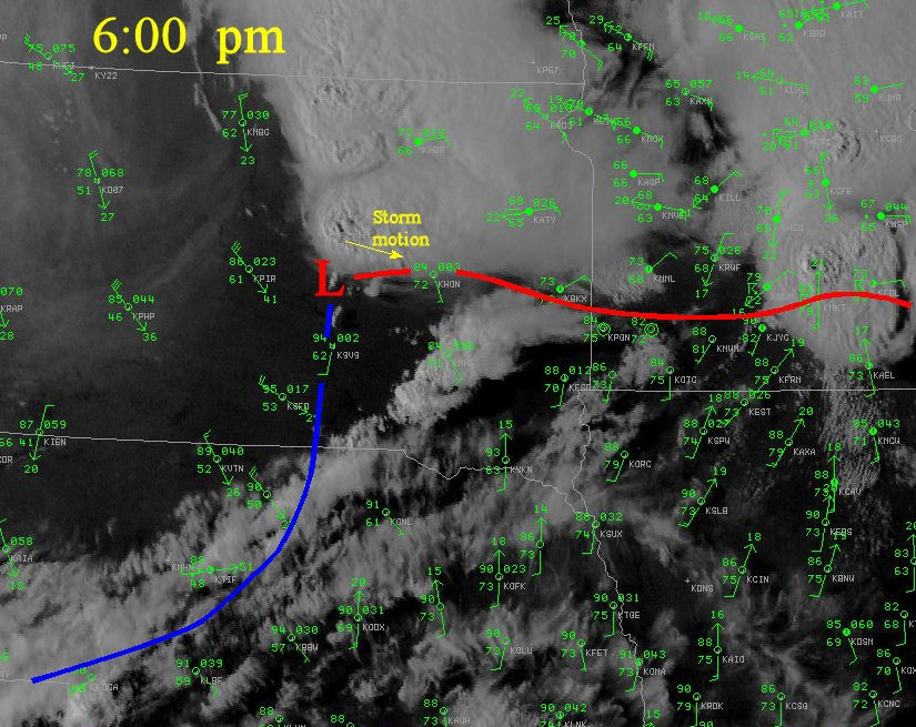 Visible Satellite image from 6:00 pm showing brief synoptic overview on 24 August 2006