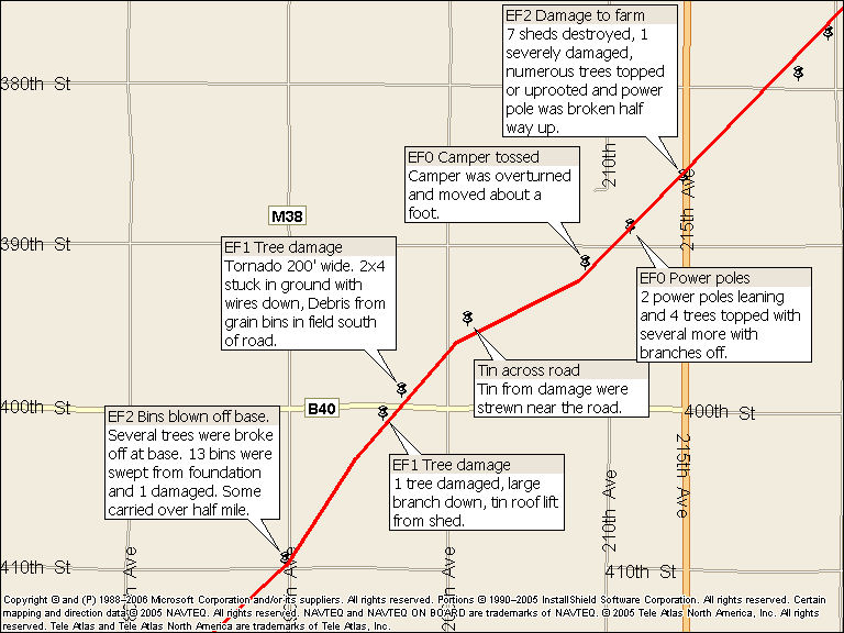 Damage information south of Spencer, Iowa