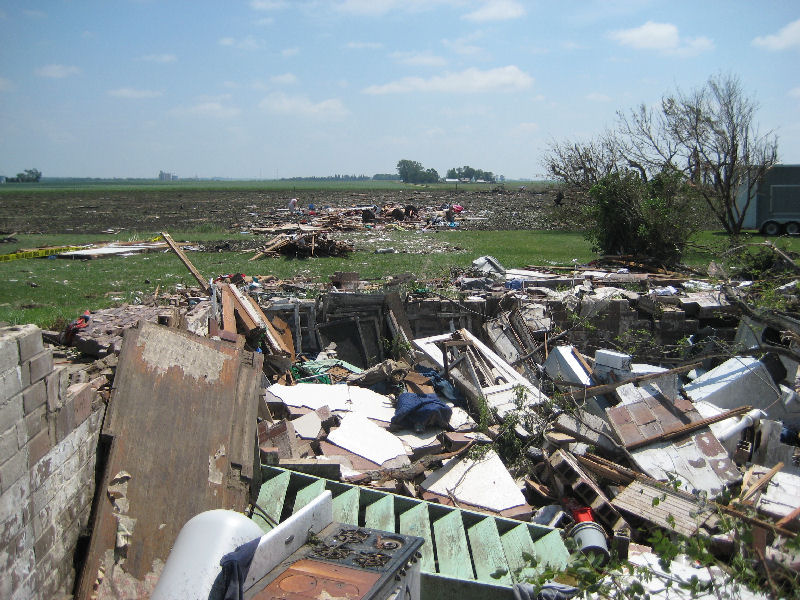 Home destroyed by farmstead.