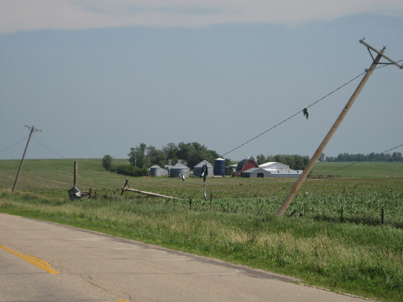 Snapped power pole from a second tornado south of Little Rock.