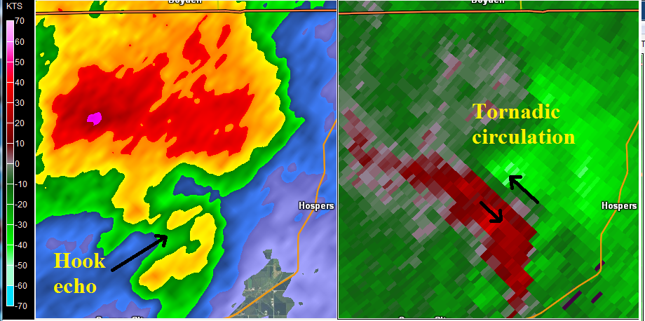 Radar image of Hospers supercell