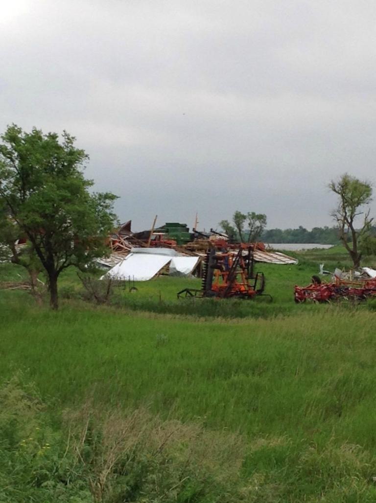 Photo of an outbuilding destroyed.