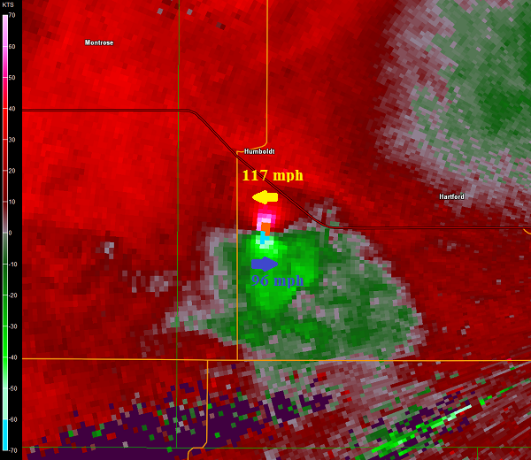 Radial velocity image at 10:53 pm CDT