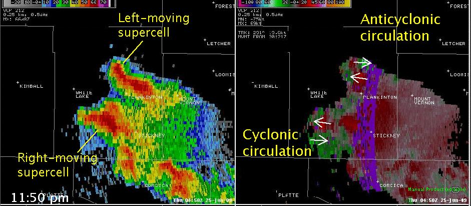 Radar image from 11:50 pm CDT 24 June 2009