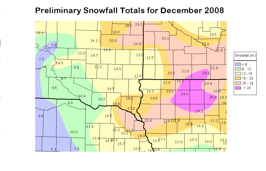 December Snowfall Totals