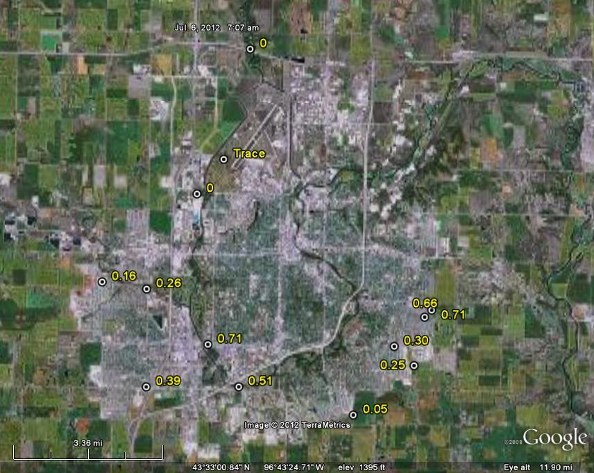 Rainfall the morning of July 5, 2012