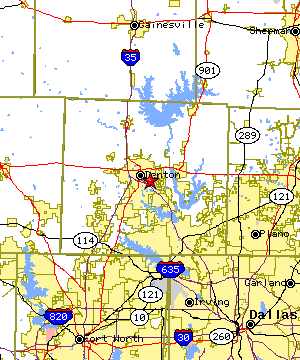 Map of the Denton region