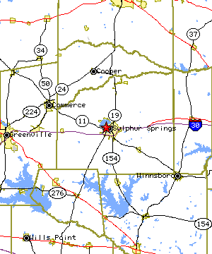 Map of the Sulphur Springs region