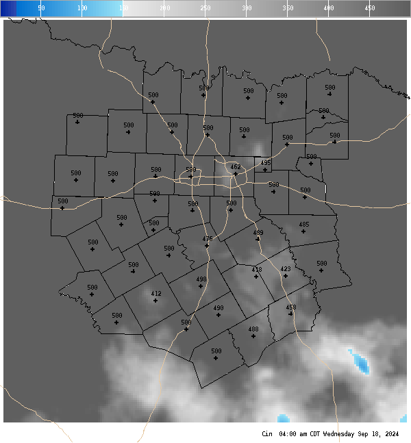 Automatically generated image showing areas of convective inhibition.