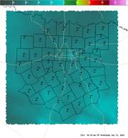 Thumbnail of an automatically generated image showing areas of the convective interest parameter.