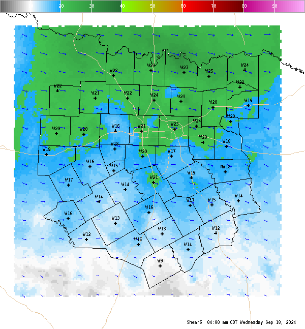 Automatically generated image showing areas of 0-6km vertical shear.