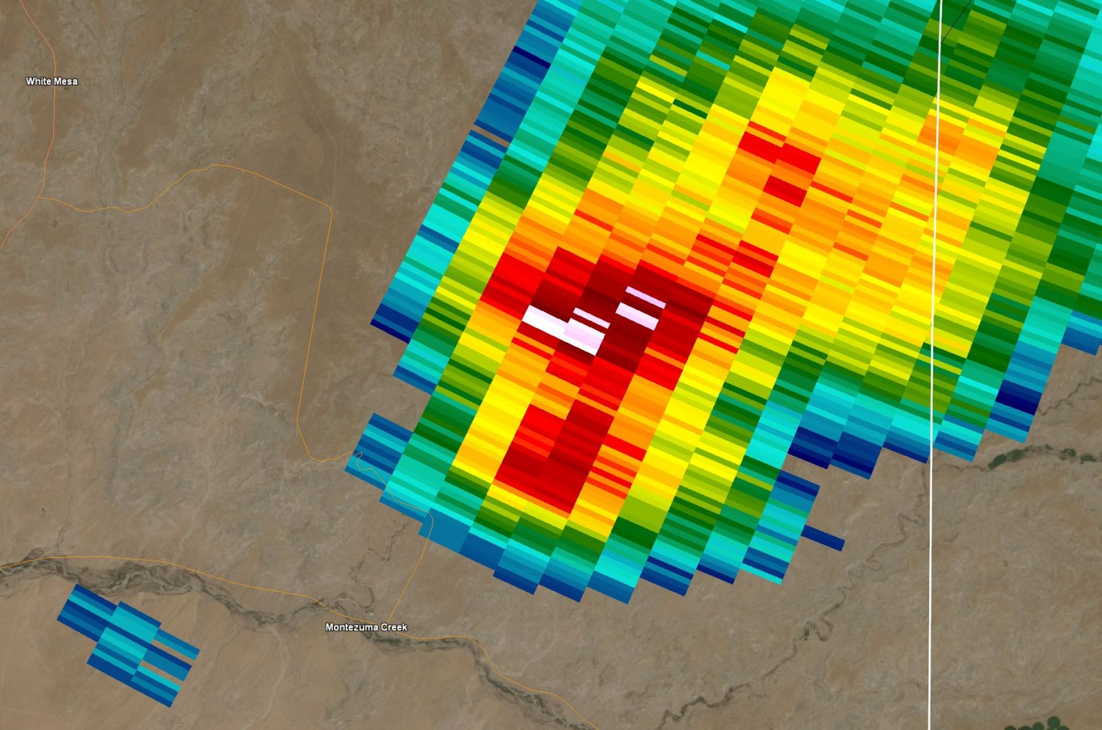 Radar reflectivity and velocity image