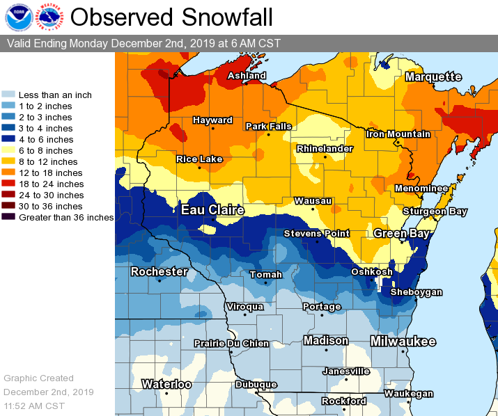 Preliminary storm total snowfall