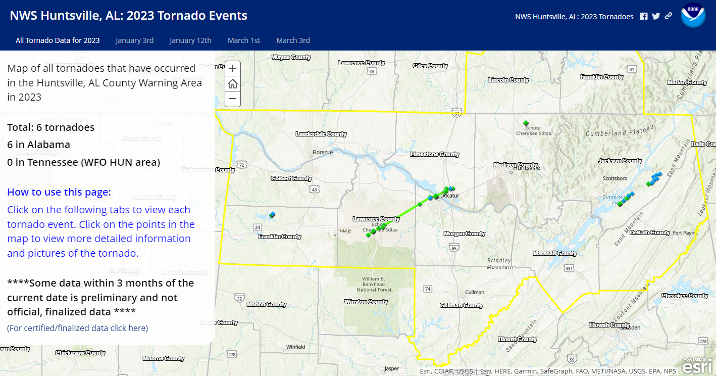 Tornadoes from 2023