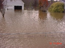 Approximately 4 feet of water inundated this garage on River Loop Road.