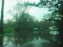 Flood waters from Big Nance Creek cut these homes off from the rest of the town of Courtland.