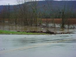 Another vantage point of the Paint Rock River flooding, showing just how extensive the flood waters extend. 