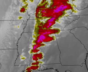 Infrared satellite imagery for the region at 3:15 AM CST