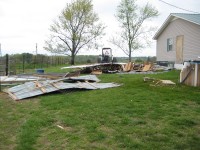 Damage was sustained by an outbuilding at this house off Claude Hill Road.