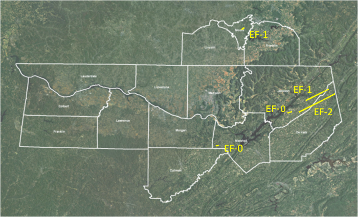 Tornado track map for the October 24th - 25th 2010 Severe Weather Event