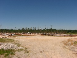 Six completely obliterated chicken houses along Hwy 24 north of Mt Hope. 