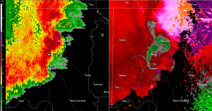 1638Z or 1128 AM CDT Image from the Hytop Radar