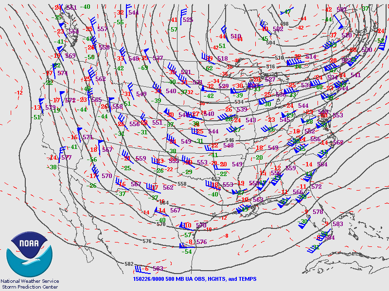 500mb Chart at 6pm February 25th