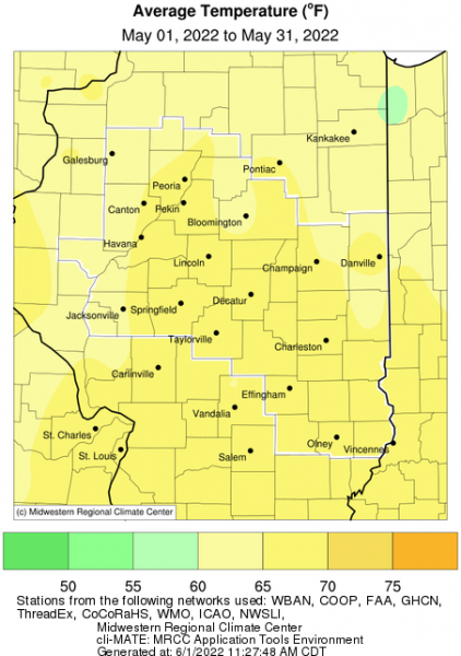 Feb 2022 Average Temperature Central IL