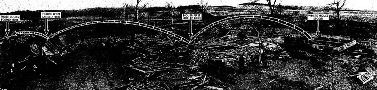 Damage at the Schupp farm. Image from Chicago Tribune