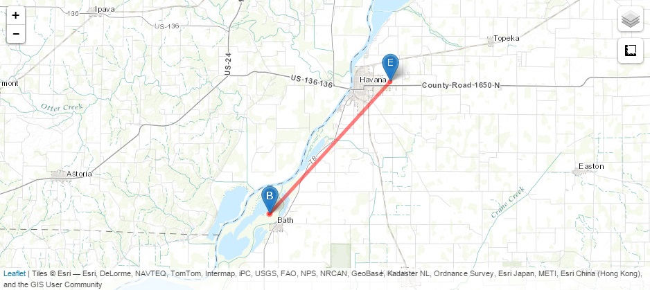 Bath to Havana tornado track