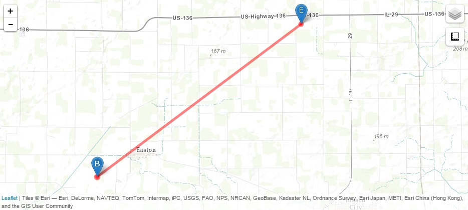 Easton tornado track