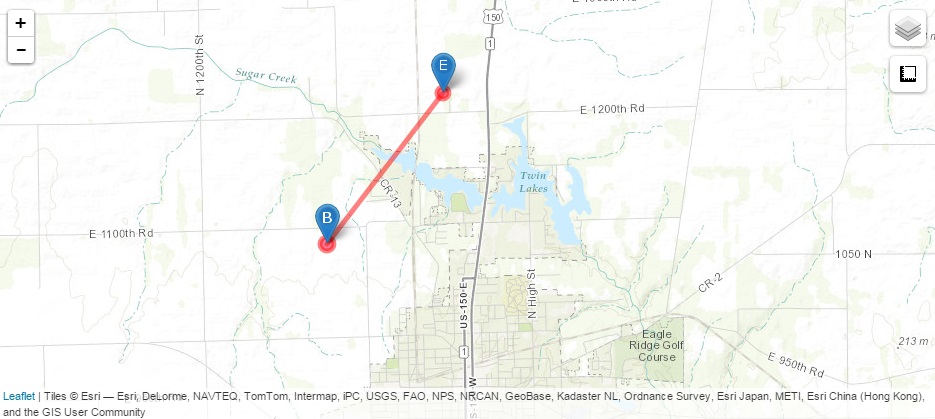 Track map of 2nd Paris tornado