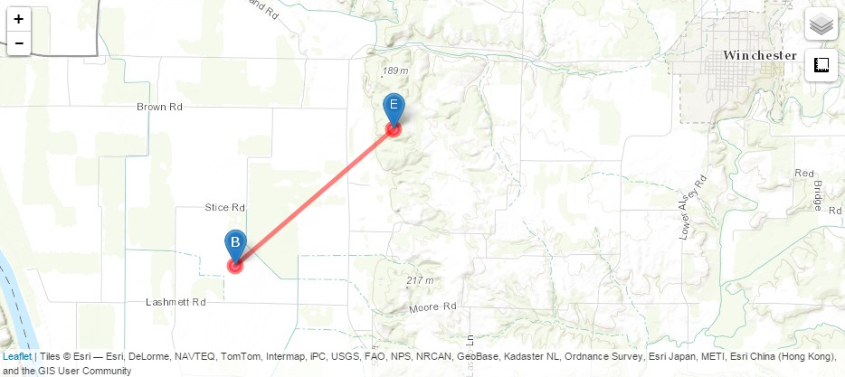 Winchester tornado track