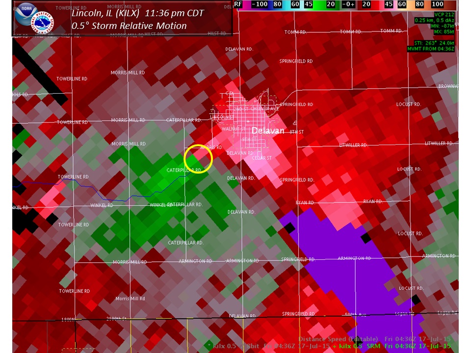 Storm Relative Motion image from 11:36 pm